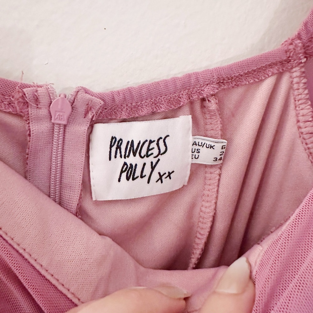 Princess Polly Ruched Long Sleeve Bodysuit Sheer Pink - Picture 2 of 7